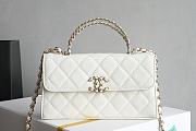Okify CC Phone Holder With Chain Bag In White Calfskin 10x18x4.5cm  - 1