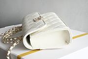 Okify CC Phone Holder With Chain Bag In White Calfskin 10x18x4.5cm  - 5