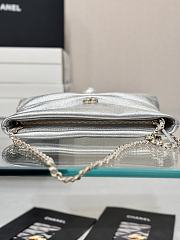 Okify CC Silver Clutch With Chain In Lambskin 14x24x5cm - 4