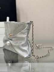 Okify CC Silver Clutch With Chain In Lambskin 14x24x5cm - 5