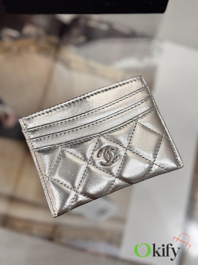 Okify CC Silver Card Holder With 3 Card Slots 10x11cm - 1