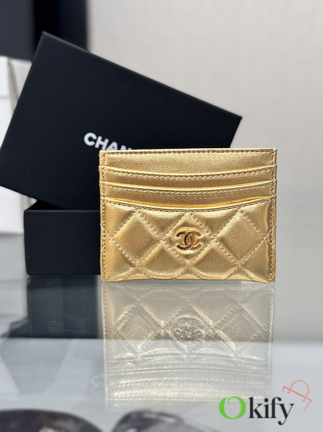 Okify CC Gold Card Holder With 3 Card Slots 10x11cm - 1