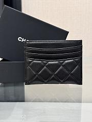 Okify CC Black Lambskin Card Holder With 3 Card Slots And Silver Hardware 10x11cm - 4