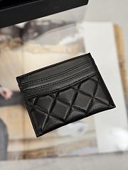 Okify CC Black Lambskin Card Holder With 3 Card Slots And Silver Hardware 10x11cm - 3