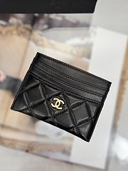 Okify CC Black Lambskin Card Holder With 3 Card Slots And Gold Hardware 10x11cm - 2