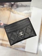 Okify CC Black Caviar Card Holder With 3 Card Slots And Silver Hardware 10x11cm - 1