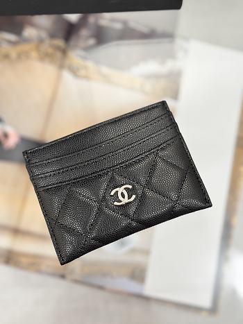 Okify CC Black Caviar Card Holder With 3 Card Slots And Silver Hardware 10x11cm