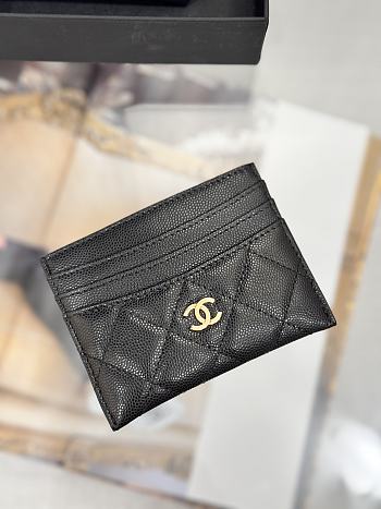 Okify CC Black Caviar Card Holder With 3 Card Slots And Gold Hardware 10x11cm