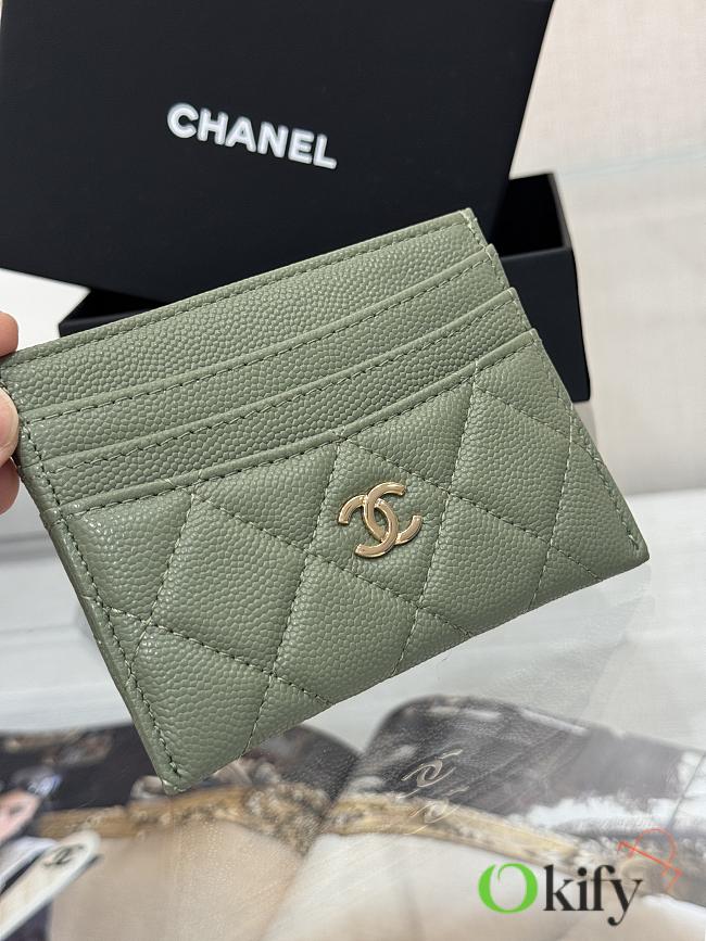 Okify CC Green Caviar Card Holder With 3 Card Slots 10x11cm - 1