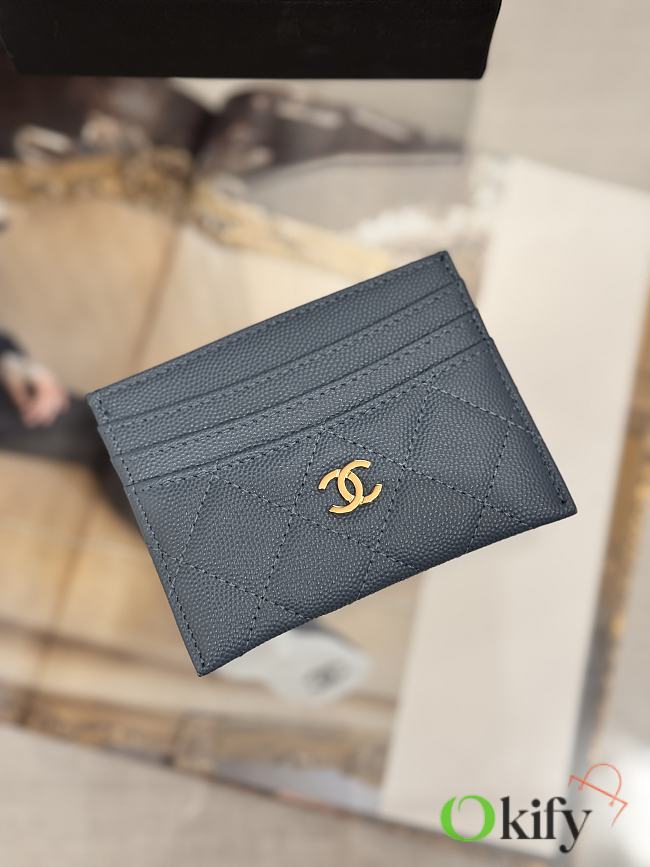 Okify CC Blue Caviar Card Holder With 3 Card Slots 10x11cm - 1