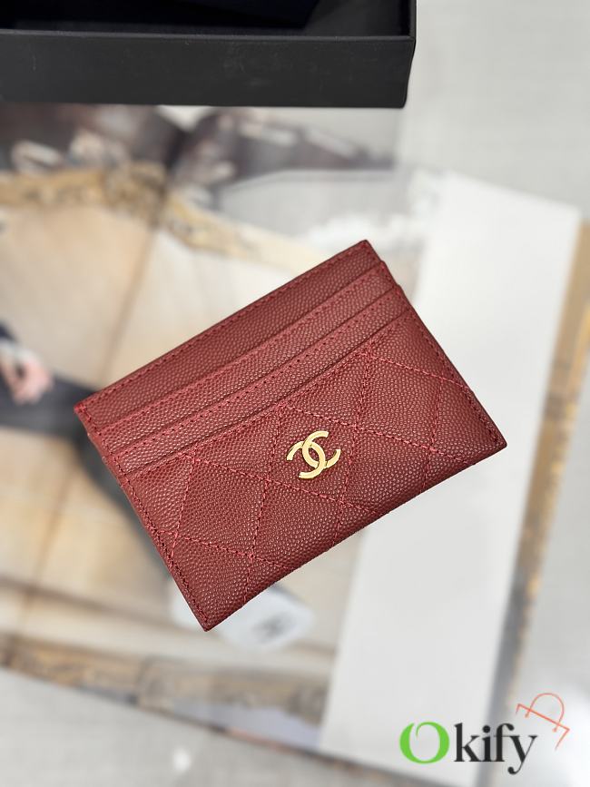 Okify CC Red Caviar Card Holder With 3 Card Slots 10x11cm - 1