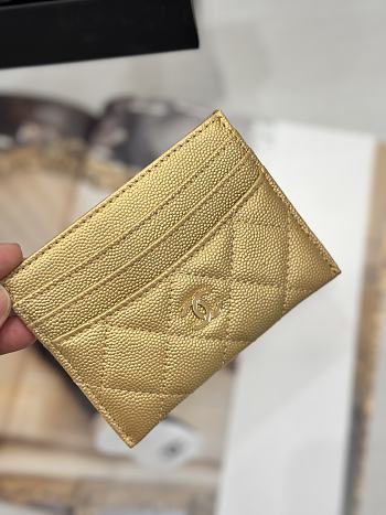 Okify CC Gold Caviar Card Holder With 3 Card Slots 10x11cm