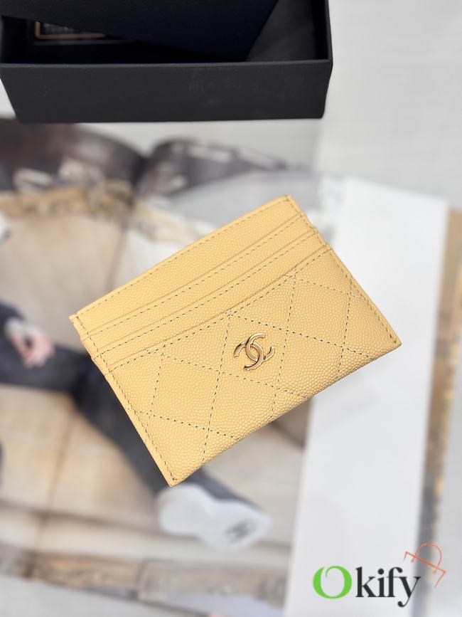 Okify CC Yellow Caviar Card Holder With 3 Card Slots 10x11cm - 1