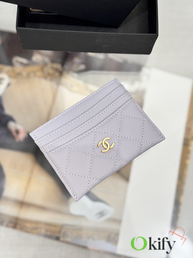 Okify CC Gray Caviar Card Holder With 3 Card Slots 10x11cm - 1