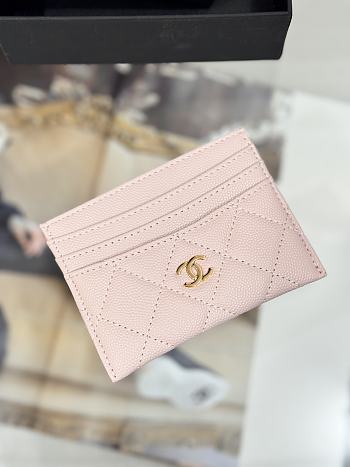 Okify CC Light Pink Caviar Card Holder With 3 Card Slots 10x11cm