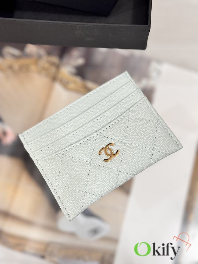 Okify CC Light Blue Caviar Card Holder With 3 Card Slots 10x11cm - 1