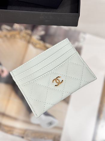 Okify CC Light Blue Caviar Card Holder With 3 Card Slots 10x11cm
