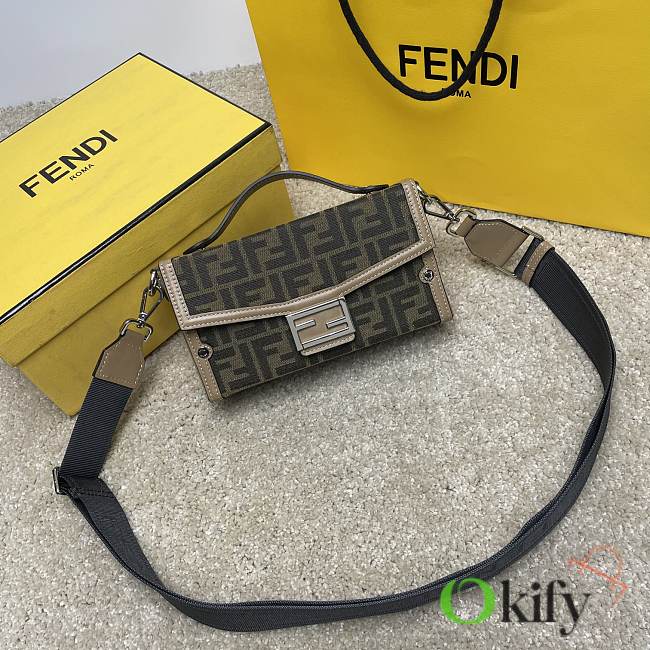 Okify Fendi Soft Trunk Baguette Bag In Brown 22x13x6.5cm - 1