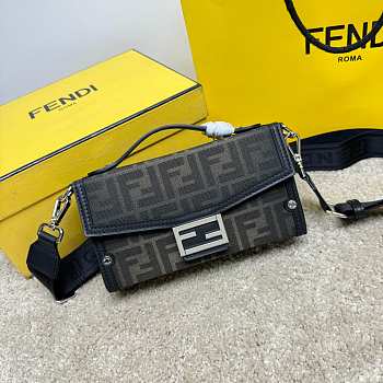 Okify Fendi Soft Trunk Baguette Bag In Navy Blue 22x13x6.5cm