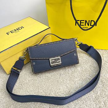 Okify Fendi Soft Trunk Baguette Bag In Dark Blue 22x13x6.5cm