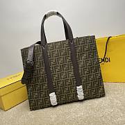 Okify Fendi FF Jacquard Shopper Bag In Brown 40x20x35cm  - 1
