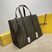 Okify Fendi FF Jacquard Shopper Bag In Brown 40x20x35cm  - 4