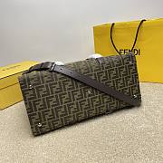 Okify Fendi FF Jacquard Shopper Bag In Brown 40x20x35cm  - 3