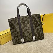 Okify Fendi FF Jacquard Shopper Bag In Brown 40x20x35cm  - 2