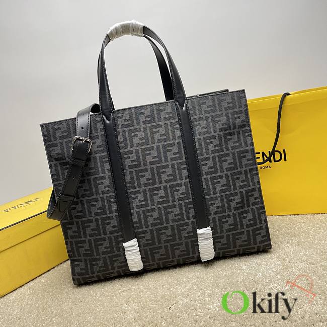 Okify Fendi FF Jacquard Shopper Bag In Bag 40x20x35cm  - 1