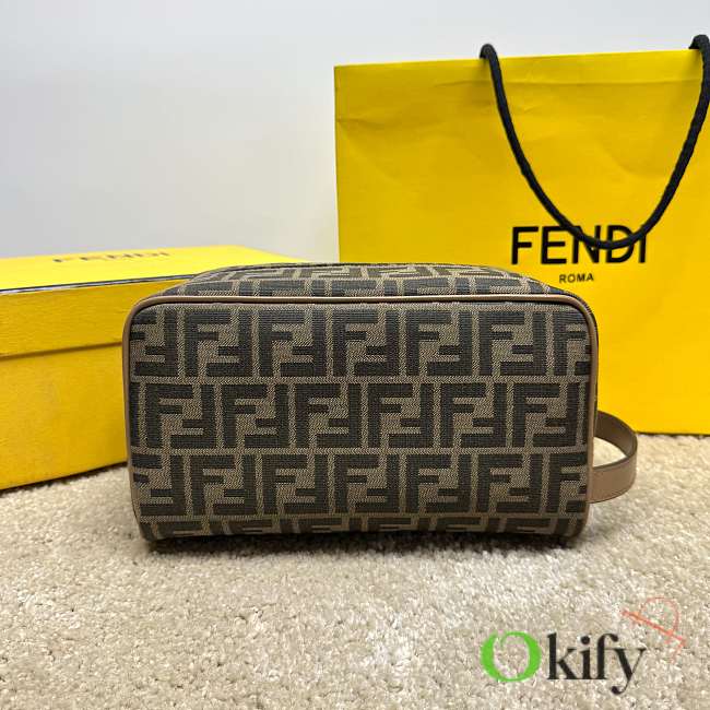 Okify Fendi FF Toiletry Case In Brown 27.5x13x16cm - 1