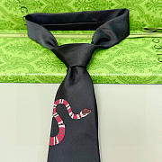 Okify Gucci Black Silk Tie With Snake 7cm - 4
