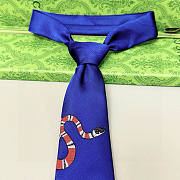 Okify Gucci Blue Silk Tie With Snake 7cm - 1