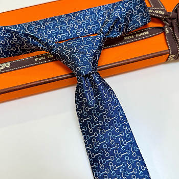 Okify Hermes H Blue Silk Tie 