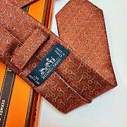 Okify Hermes H Orange Silk Tie  - 4