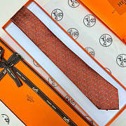 Okify Hermes H Orange Silk Tie  - 2