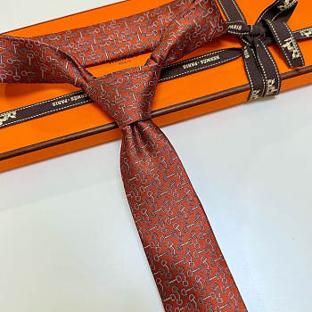 Okify Hermes H Orange Silk Tie 