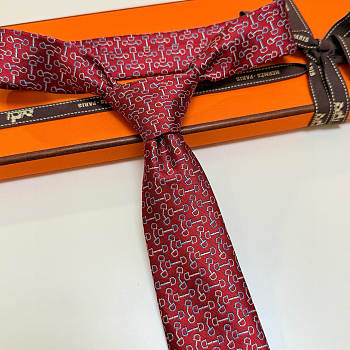 Okify Hermes H Red Silk Tie 