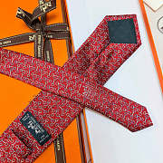 Okify Hermes H Red Silk Tie  - 2