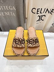 Okify Fendi Brown Platform Slides EU35-41 - 5