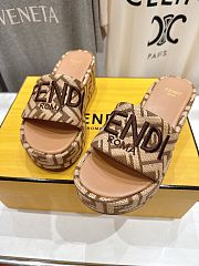 Okify Fendi Brown Platform Slides EU35-41 - 4