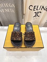 Okify Fendi Dark Brown Platform Slides EU35-41 - 2