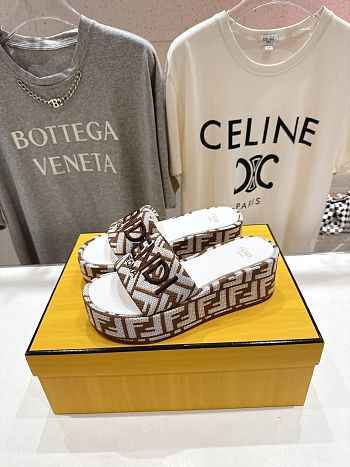 Okify Fendi White Platform Slides EU35-41