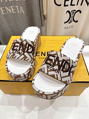 Okify Fendi White Platform Slides EU35-41 - 5