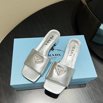Okify Prada Square Toe Low Heels In Silver EU35-41