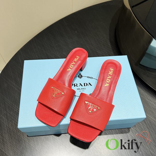Okify Prada Square Toe Low Heels In Red EU35-41 - 1