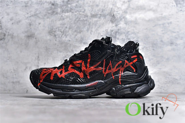 Okify Balenciaga Graffiti Black And Red Sneakers EU35-46 - 1
