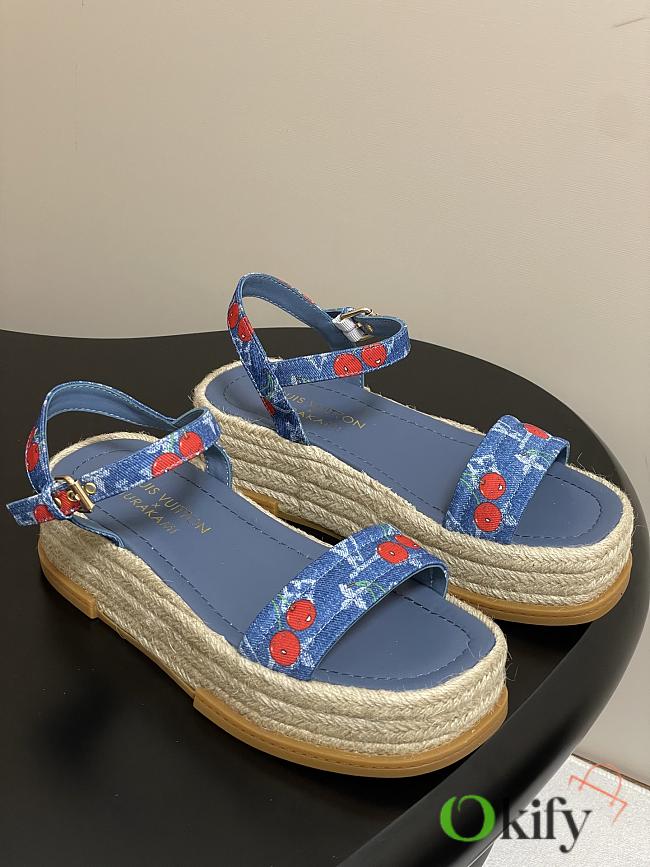 Okify Louis Vuitton x TM Maya Cherry Platform Sandals In Blue 5cm EU35-41 - 1