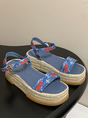 Okify Louis Vuitton x TM Maya Cherry Platform Sandals In Blue 5cm EU35-41