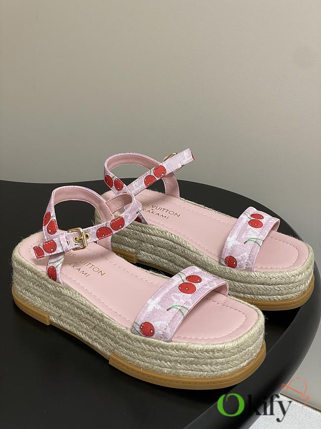 Okify Louis Vuitton x TM Maya Cherry Platform Sandals In Pink 5cm EU35-41 - 1