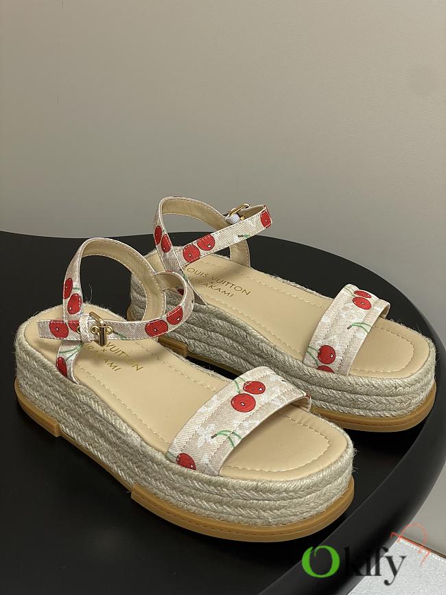Okify Louis Vuitton x TM Maya Cherry Platform Sandals In Beige 5cm EU35-41 - 1